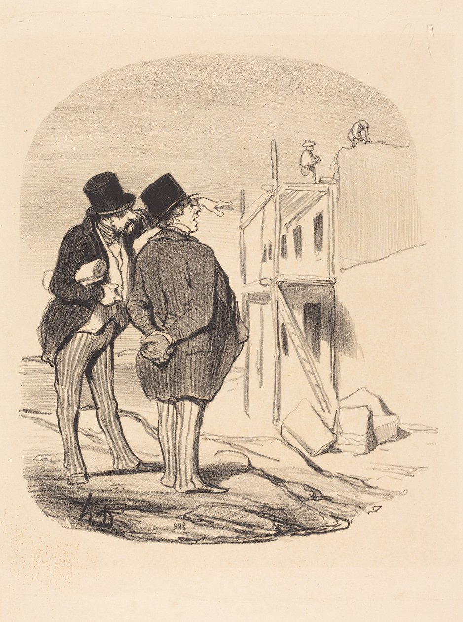 Twee mannen te midden van ruïnes door Honoré Daumier