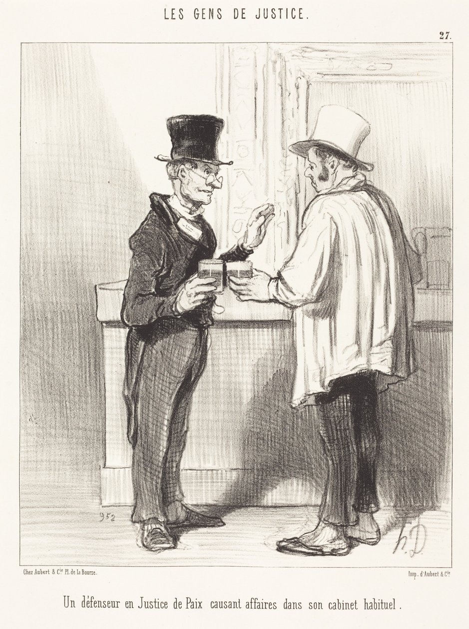 Een advocaat... in gesprek... in zijn gebruikelijke kantoor door Honoré Daumier