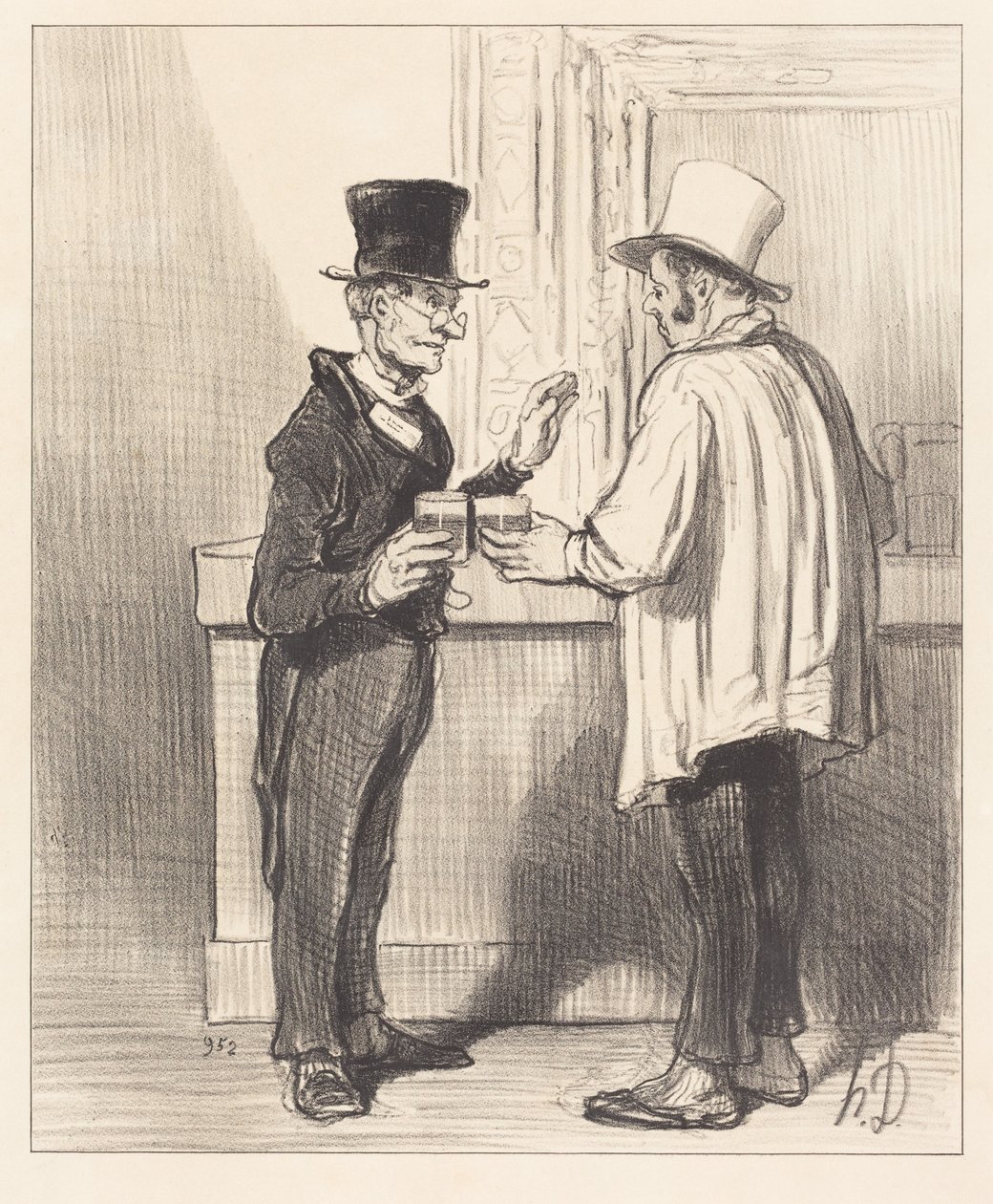 Een advocaat... in gesprek... in zijn gebruikelijke kantoor door Honoré Daumier