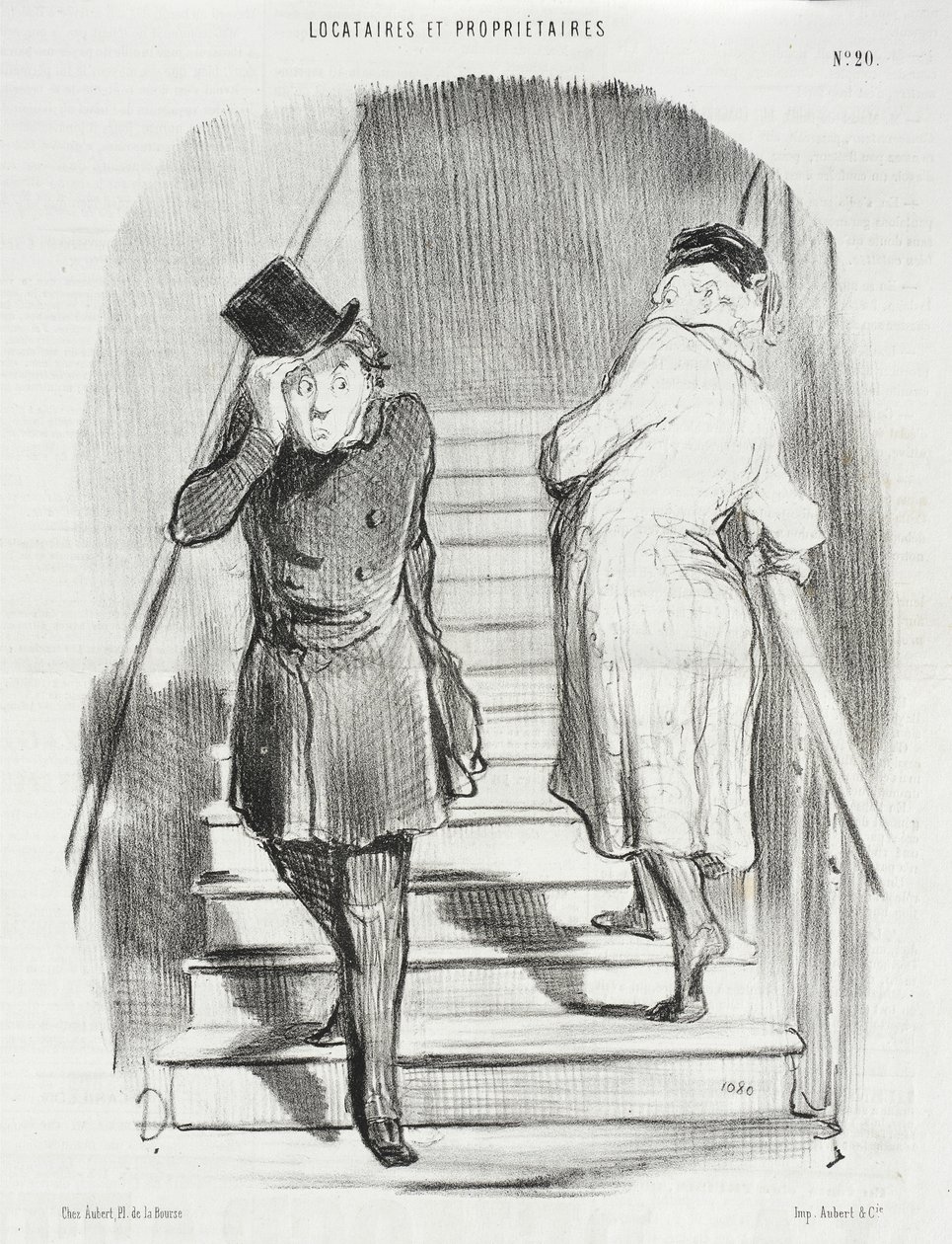 Een huurder die drie termijnen verschuldigd is door Honoré Daumier