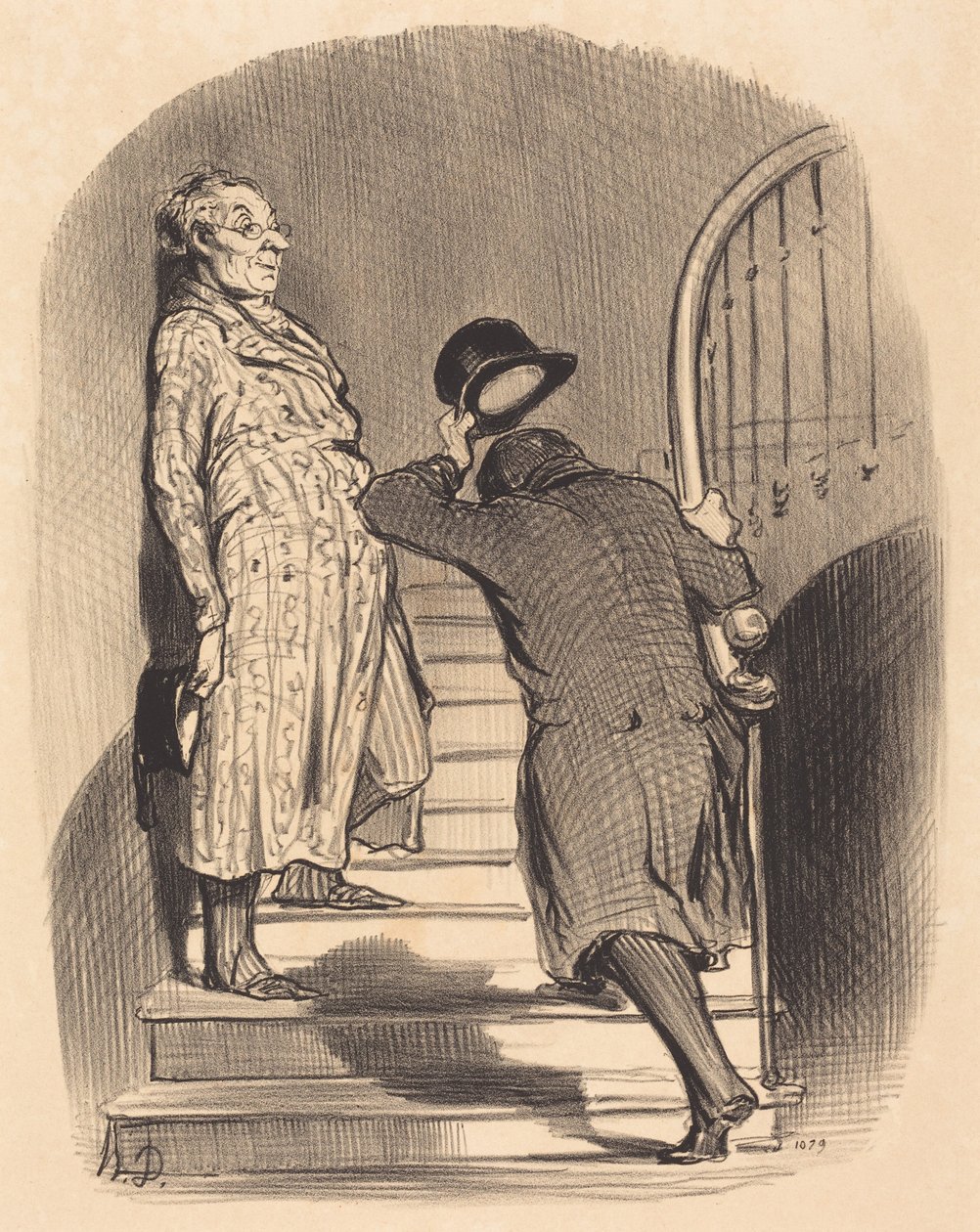 Een huurder die zijn huur stipt betaalt door Honoré Daumier