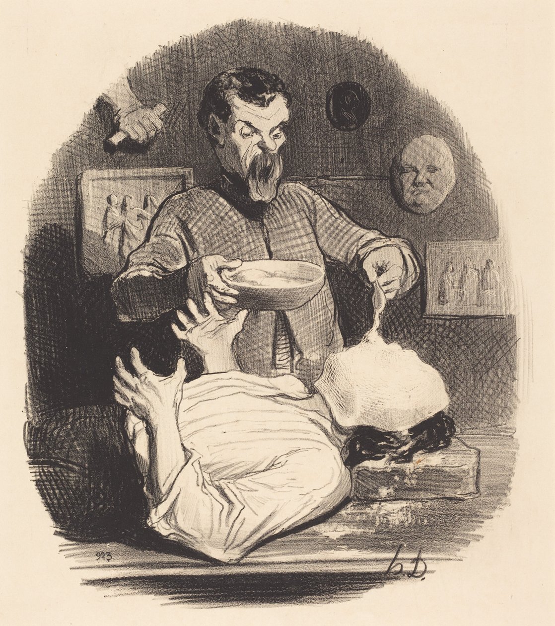 Een heer die zichzelf wil bevredigen... door Honoré Daumier