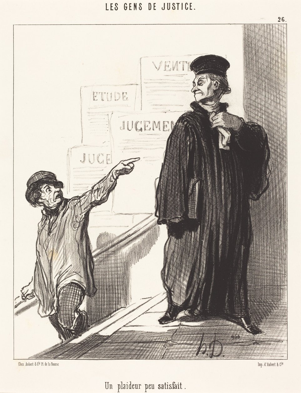 Een niet erg tevreden procespartij door Honoré Daumier