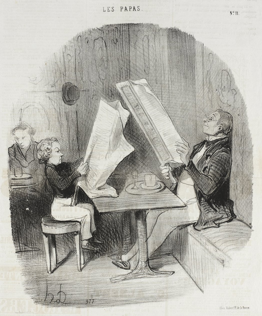 Een kind dat zich met weinig vermaakt. Le Constitutionnel is genoeg voor hem voor de hele avond door Honoré Daumier