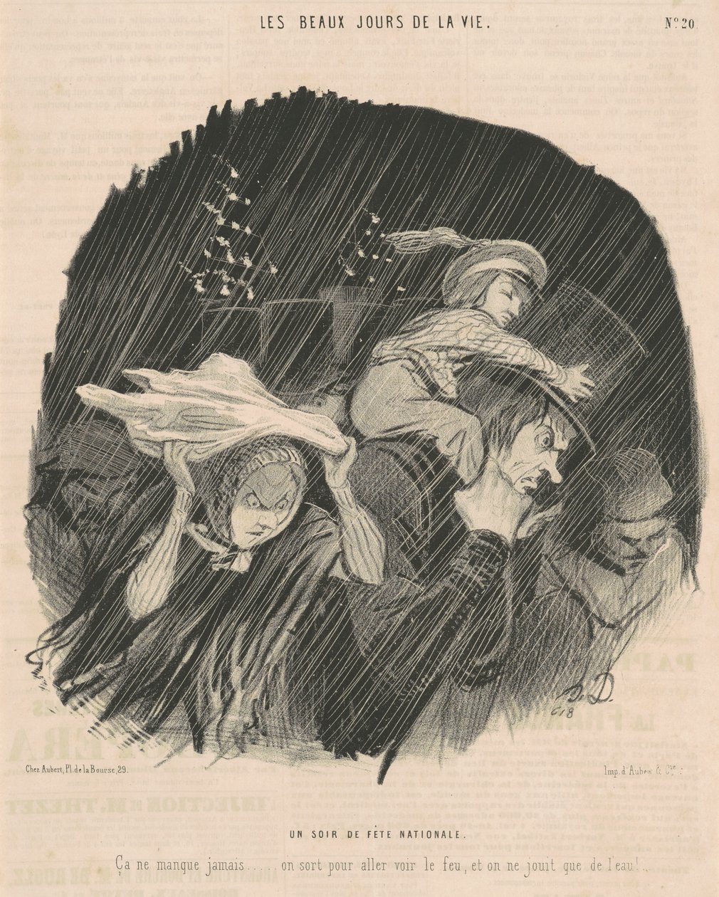 Een avond op de nationale feestdag door Honoré Daumier