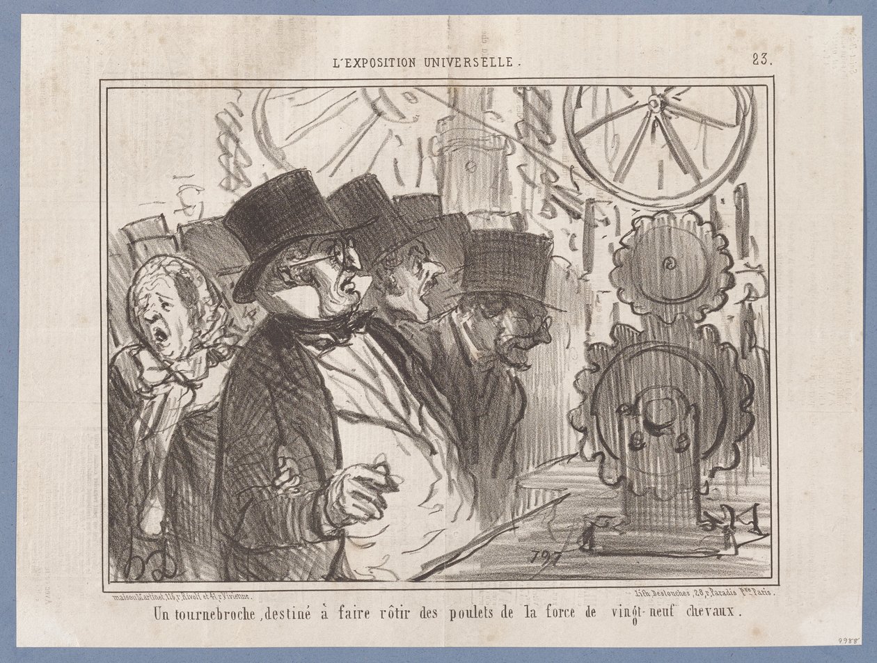 Een spit voor . . . (De Wereldtentoonstelling), uit Le Charivari door Honoré Daumier