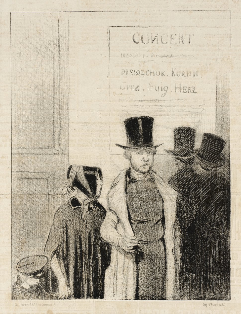Een concertaankondiging door Honoré Daumier