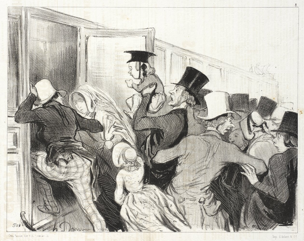 Een overvallen postkoets door Honoré Daumier