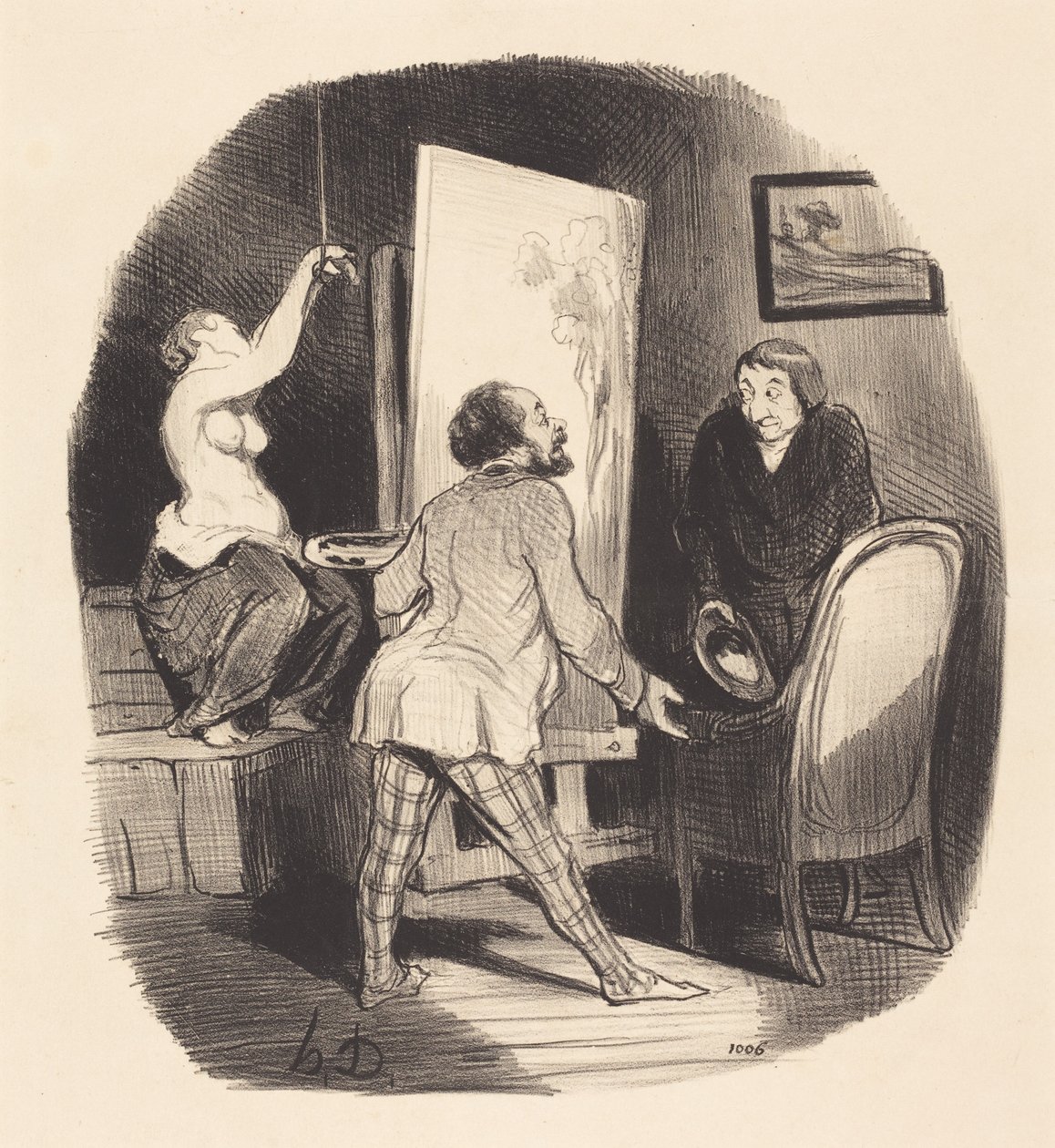 Een Moeilijke Positie door Honoré Daumier
