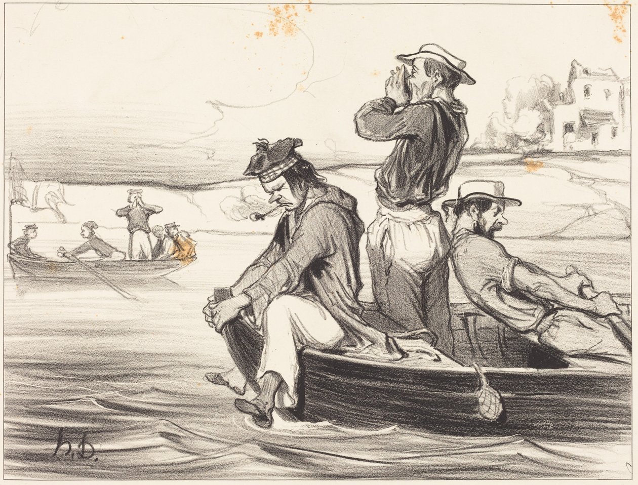 Een ontmoeting op open water door Honoré Daumier