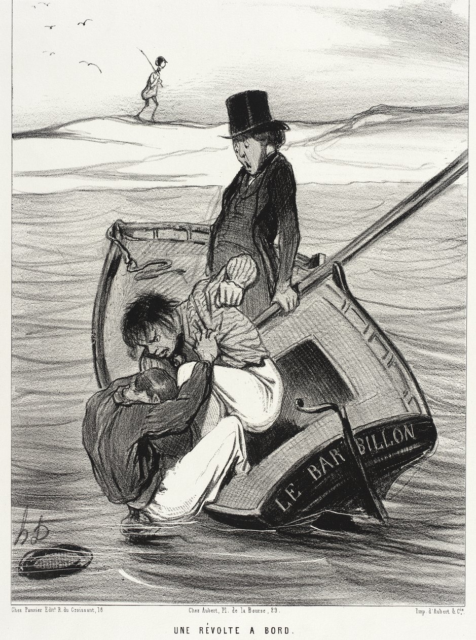 Een opstand aan boord door Honoré Daumier