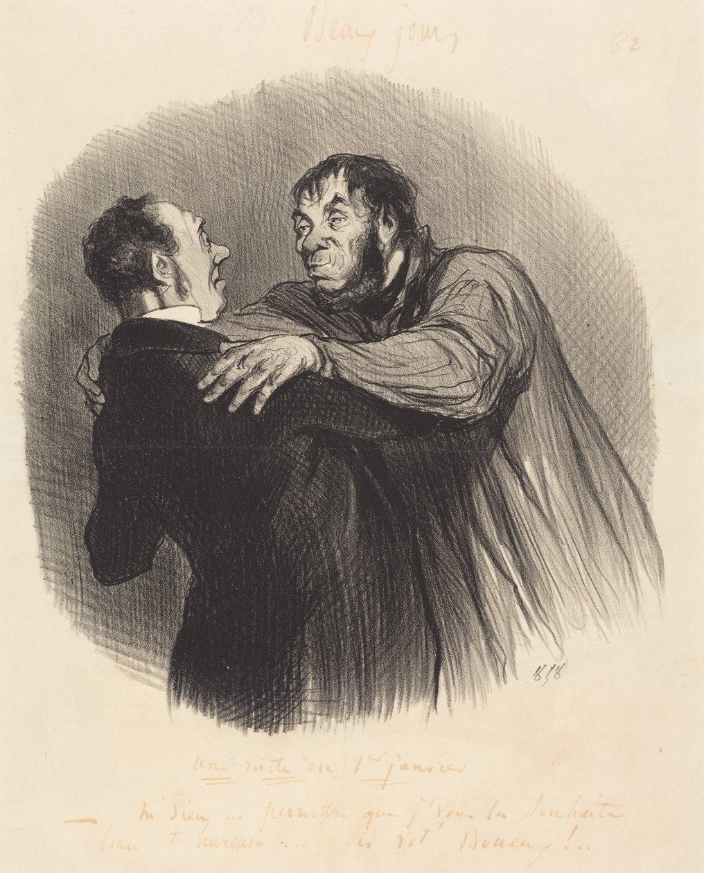 Een bezoek op 1 januari door Honoré Daumier
