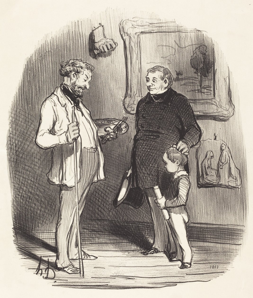 Daar is mijn kleintje... als hij niet genoeg middelen heeft... door Honoré Daumier