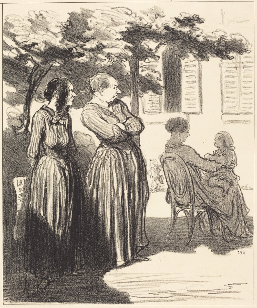 Hier is een vrouw die, op dit plechtige moment... door Honoré Daumier