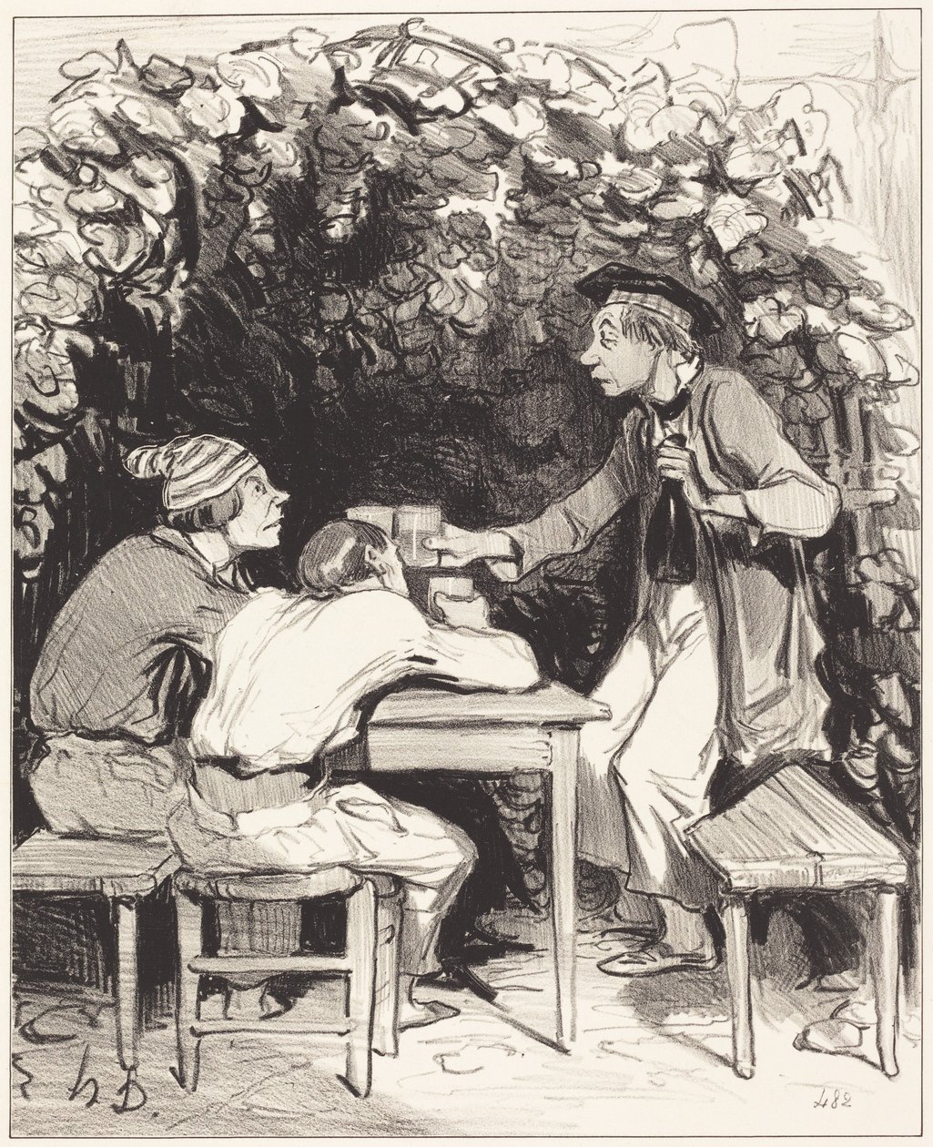 Zie je, mijn vriend... er zijn maar twee elementen... van geluk... door Honoré Daumier