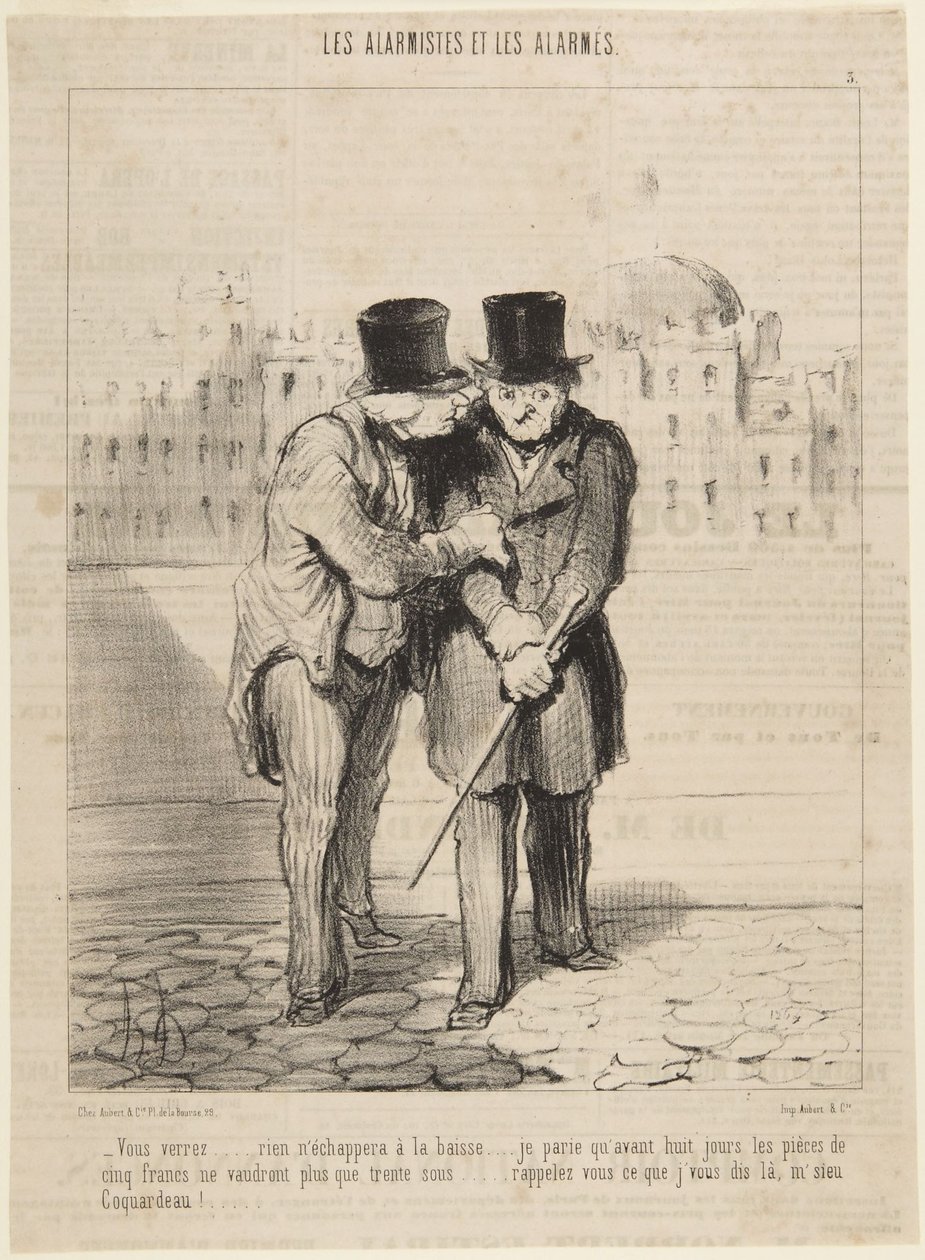 Je zult wel zien... niets zal aan de neergang ontsnappen..., nummer 3 uit de reeks „Les Alarmistes et les Alarmés“ uit Le Charivari door Honoré Daumier
