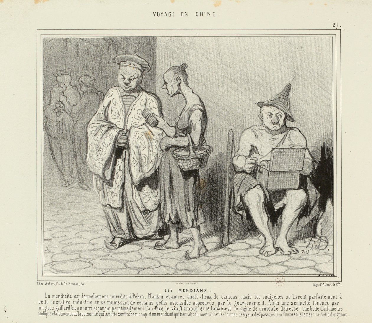 Reise nach China Nr. 21: Die Bettler. Das Betteln ist in Peking streng verboten... door Honoré Daumier
