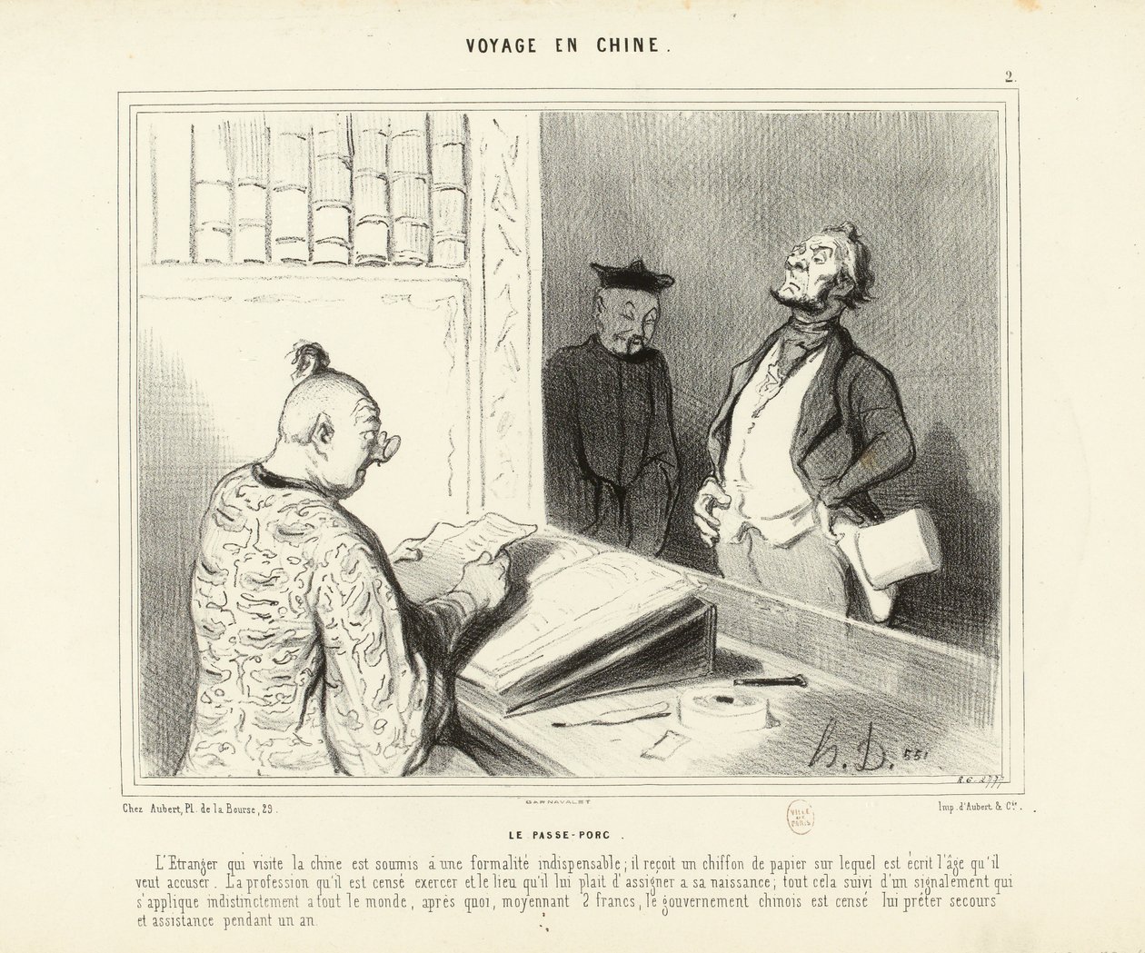 Reis naar China nr. 2: De varkenspas. De buitenlander die China bezoekt... door Honoré Daumier