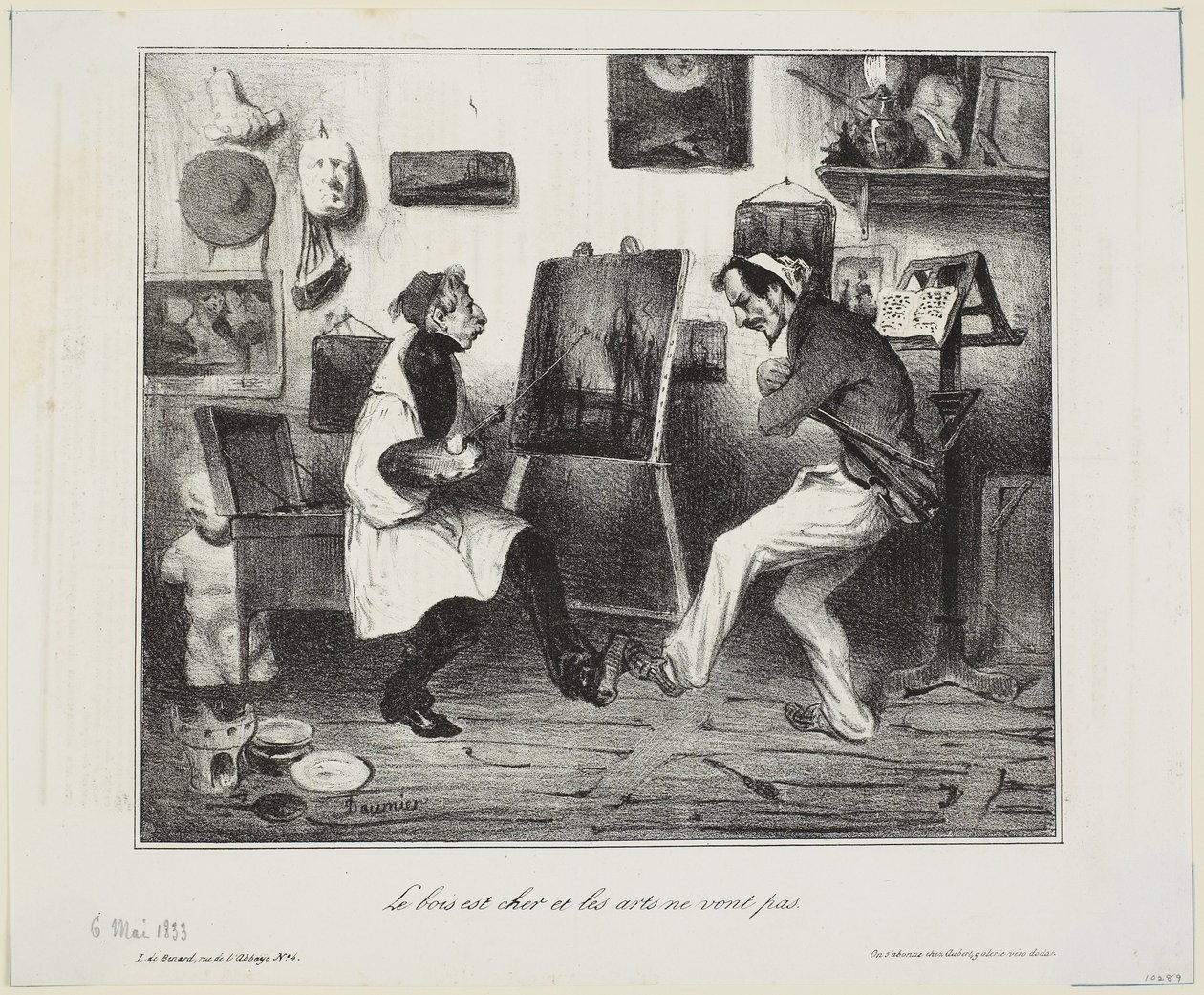 Hout is duur en het gaat niet goed met de kunsten door Honoré Daumier