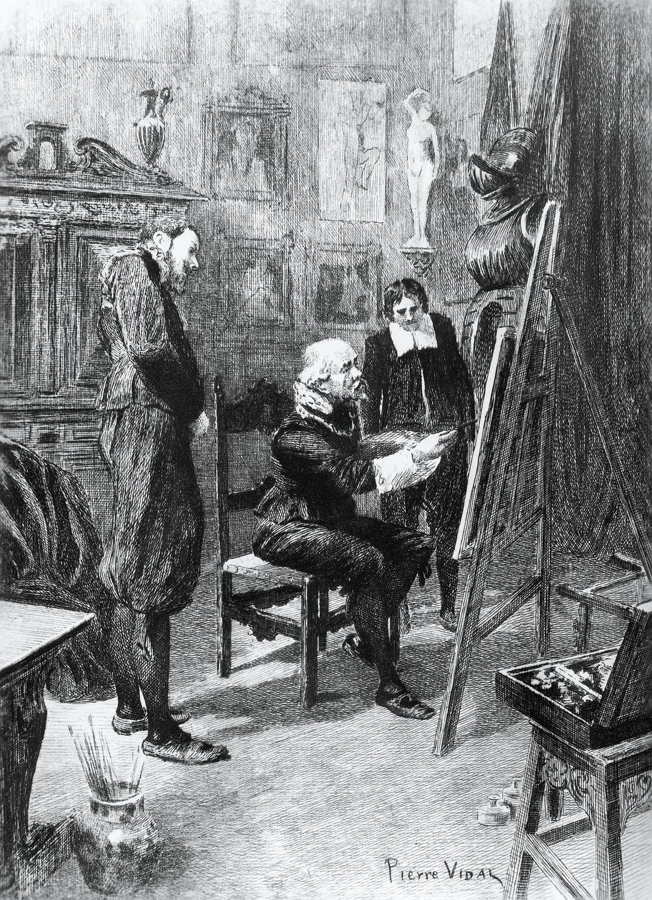 Illustratie door Pierre Vidal (1849-1929) voor Onbekend Meesterwerk, kort verhaal door Honore de Balzac (1799-1850) uit de meerdelige collectie getiteld Human Comedy, gepubliceerd in 1901, Parijs door Honore de Balzac