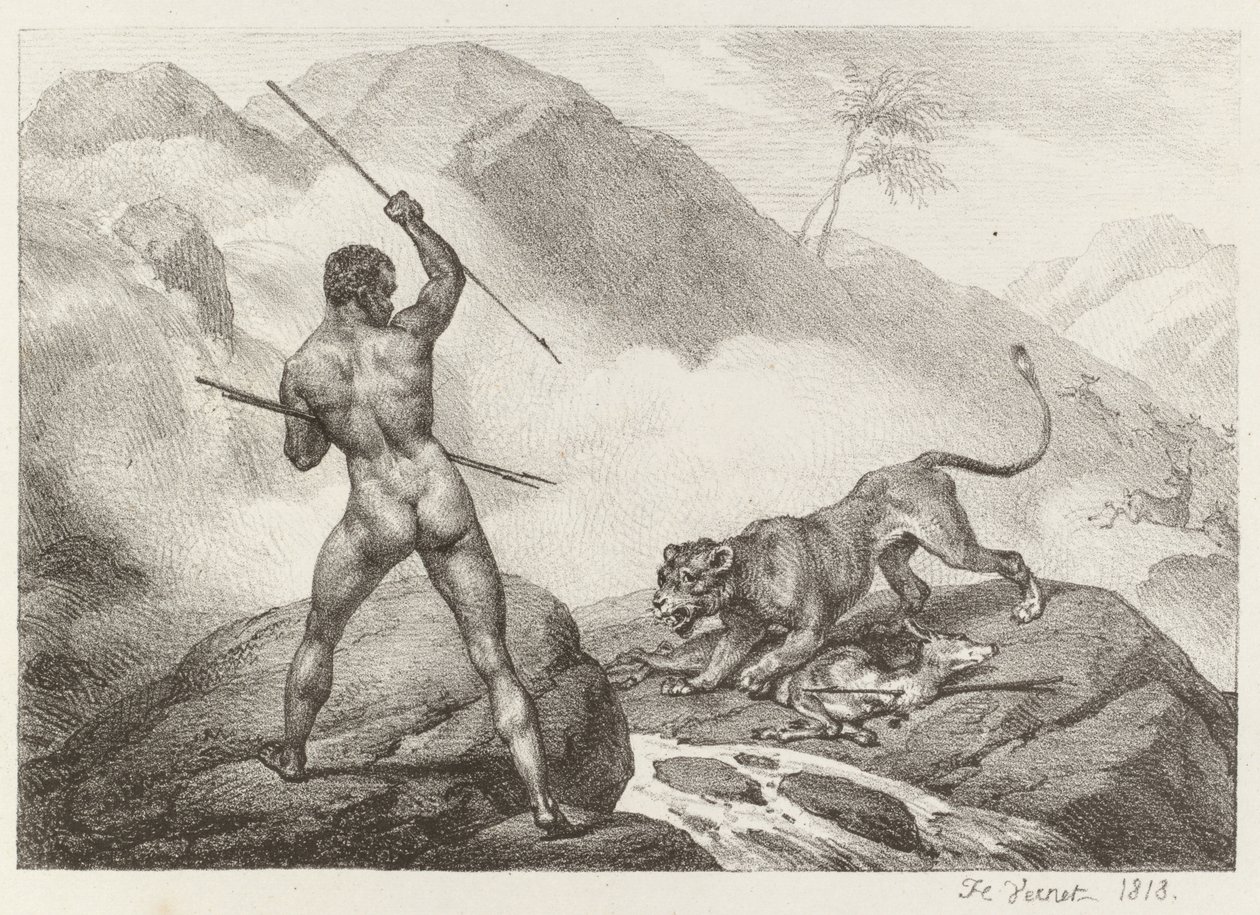 Afrikaanse Jager (Chasseur Africain) door Emile Jean Horace Vernet