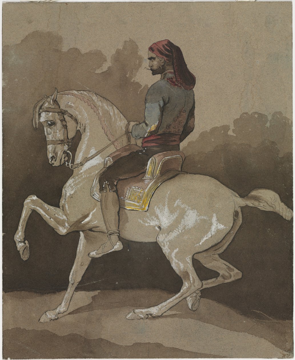 Arabier te paard, ca. 1800 door Horace Vernet