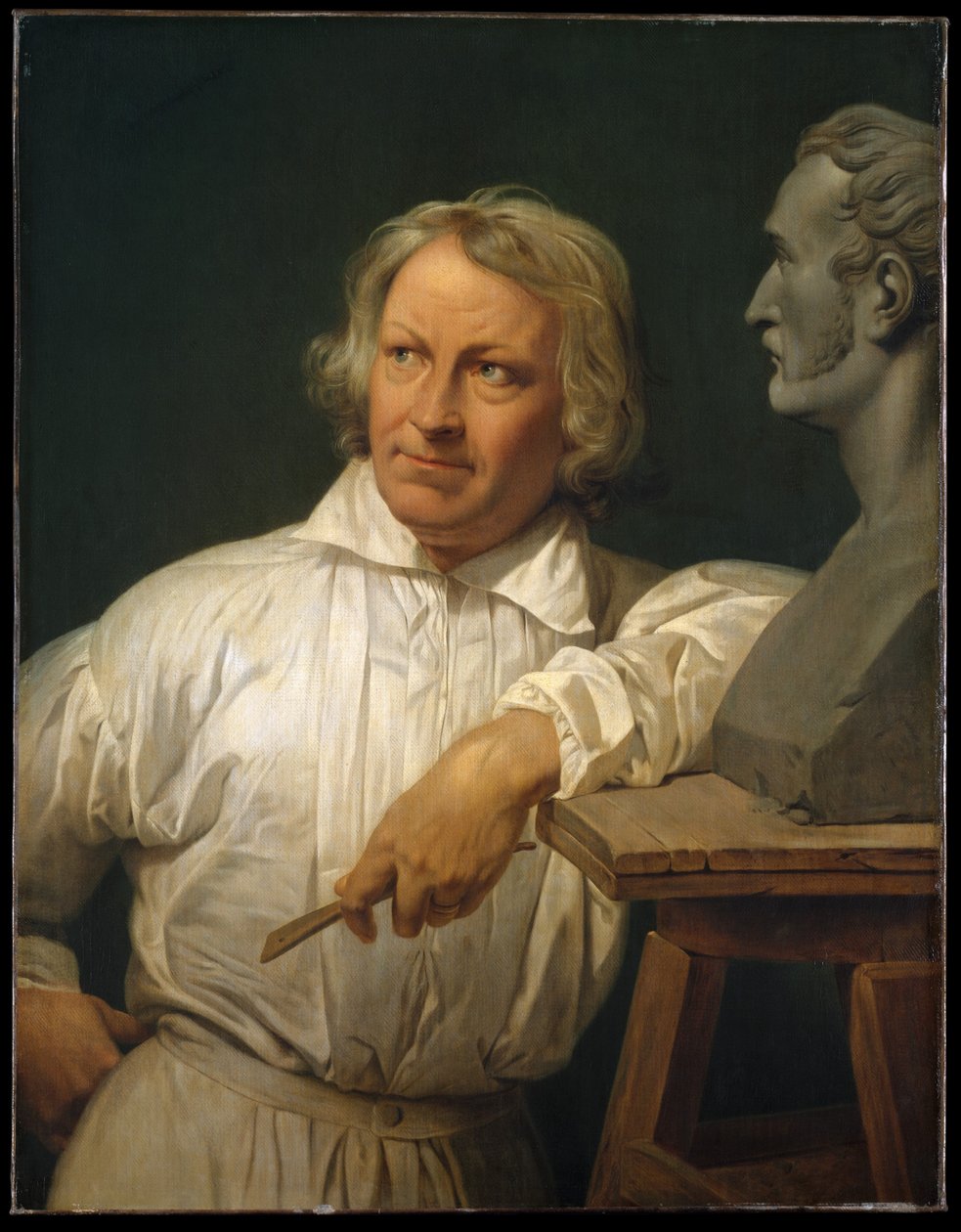 Bertel Thorvaldsen (1768-1844) met de buste van Horace Vernet door Horace Vernet
