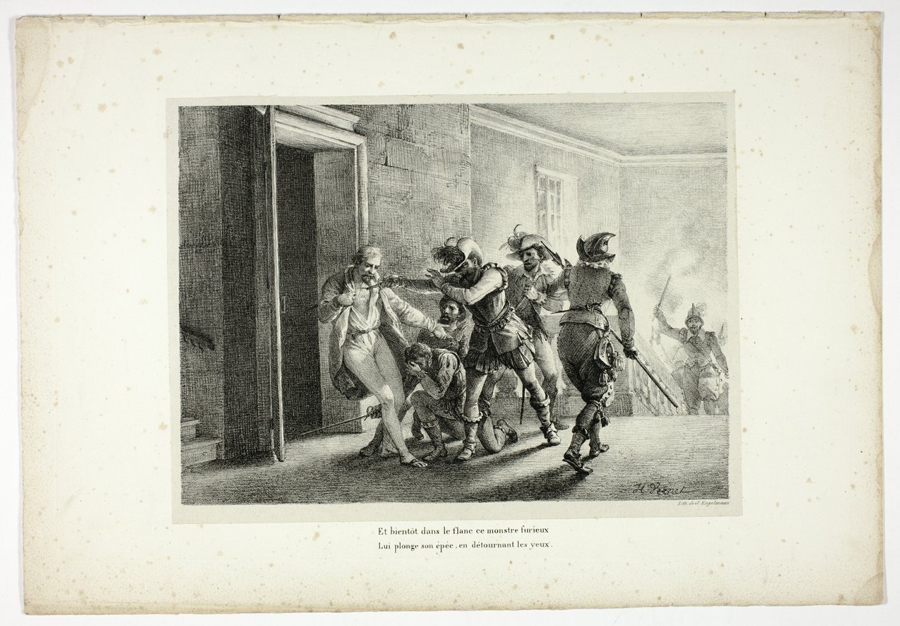 En al snel dit woedende monster in de zij... door Horace Vernet