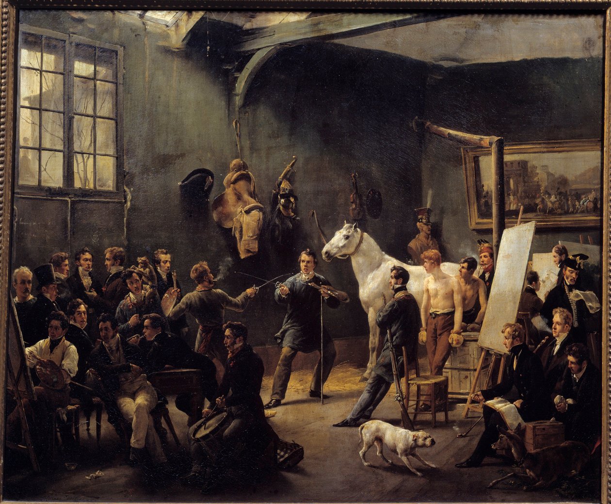 Atelier van Horace Vernet in 1820 door Emile Jean Horace Vernet