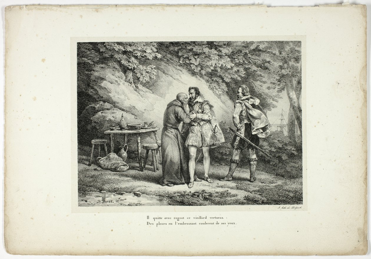 Hij verlaat deze deugdzame oude man met spijt... door Horace Vernet