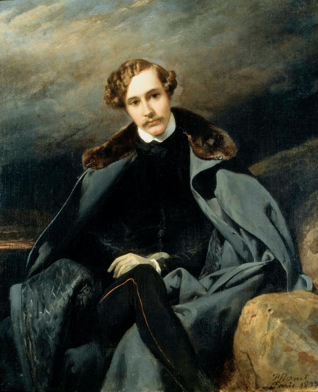Portret van Prins Alexander Ivanovich Baryatinsky 1815-1879, 1837 door Emile Jean Horace Vernet