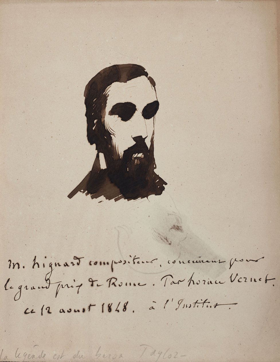 Portret van de componist Aristide Hignard 1822-1898, 1848 door Emile Jean Horace Vernet