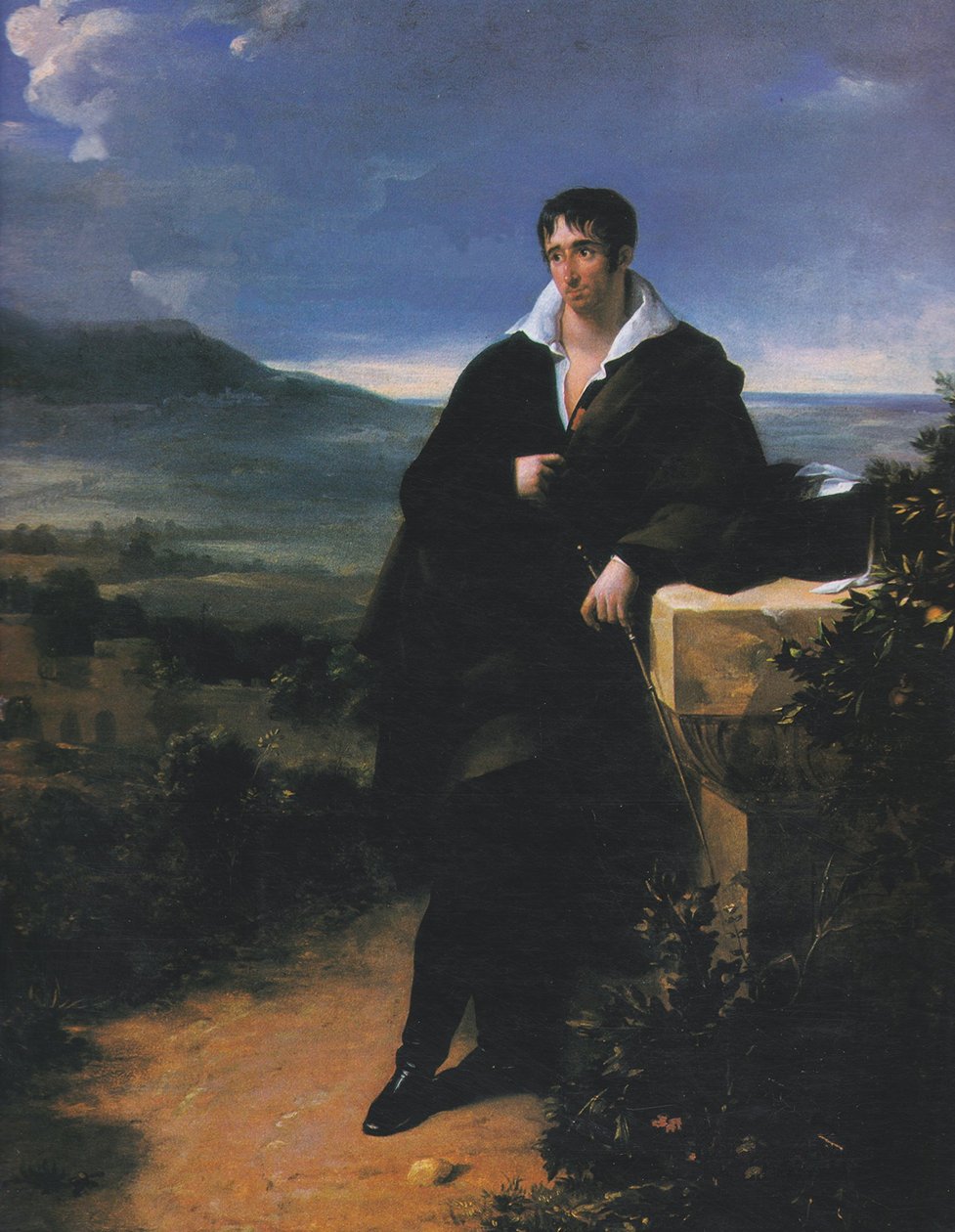 Portret ten voeten uit van Camille de Tournon op het Romeinse platteland door Hortense Haudebourt Lescot