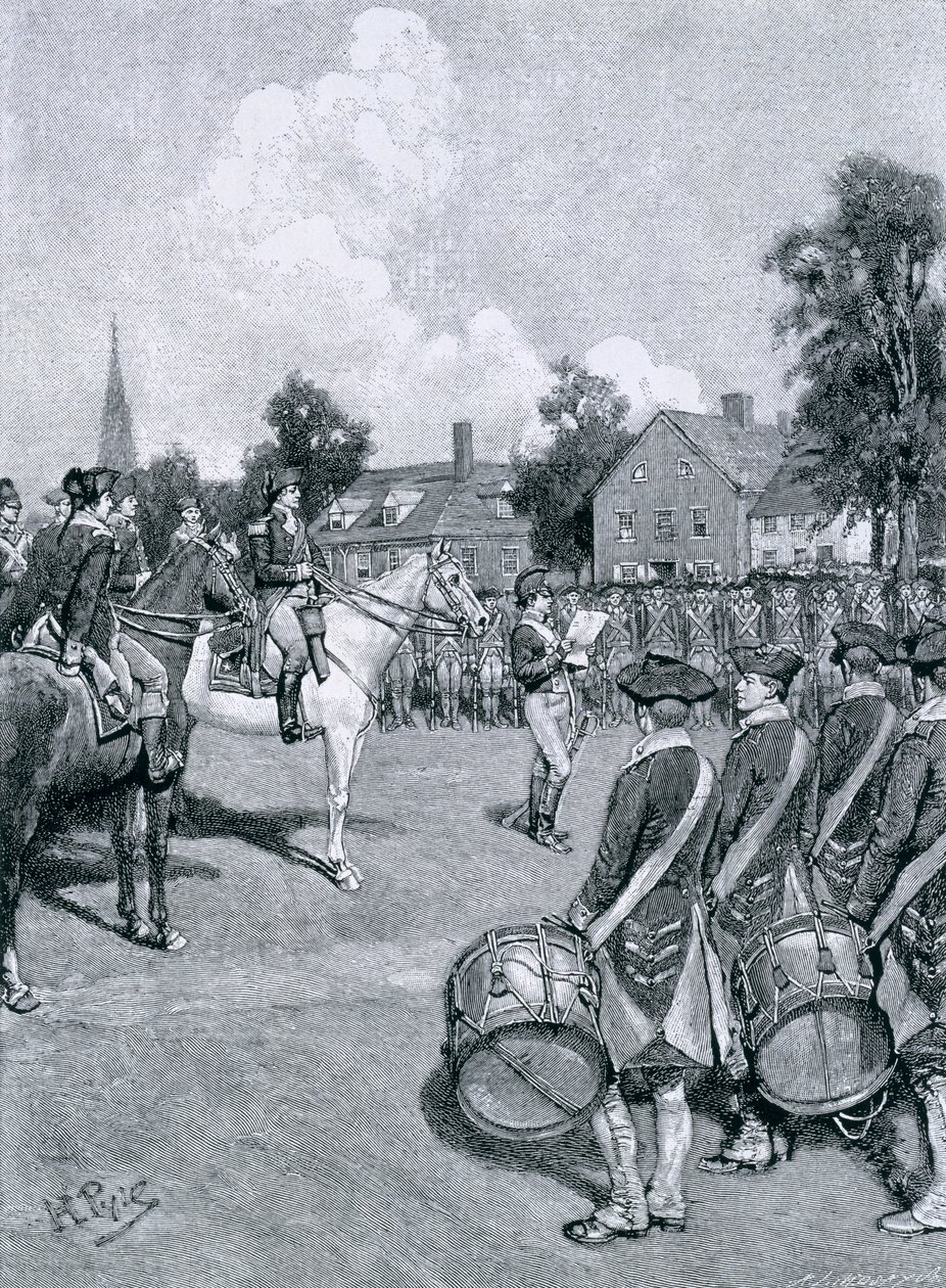 Het voorlezen van de verklaring voor het leger van Washington, New York, 9 juli 1776, illustratie uit 