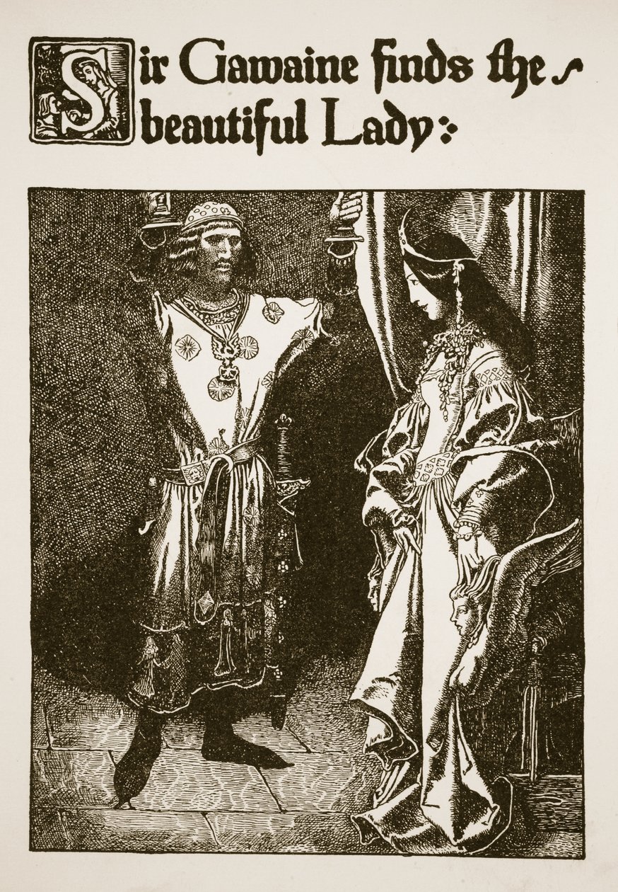 Sir Gawaine vindt de mooie dame, illustratie uit 