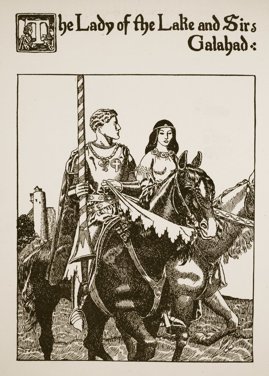 De Dame van het Meer en Sir Galahad, illustratie uit 