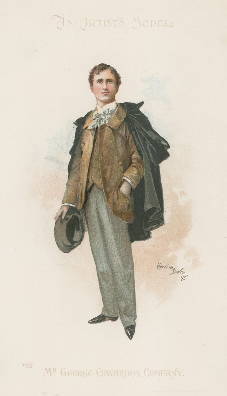 Portret ten voeten uit van een man (kleurenlitho) door Howard Davie