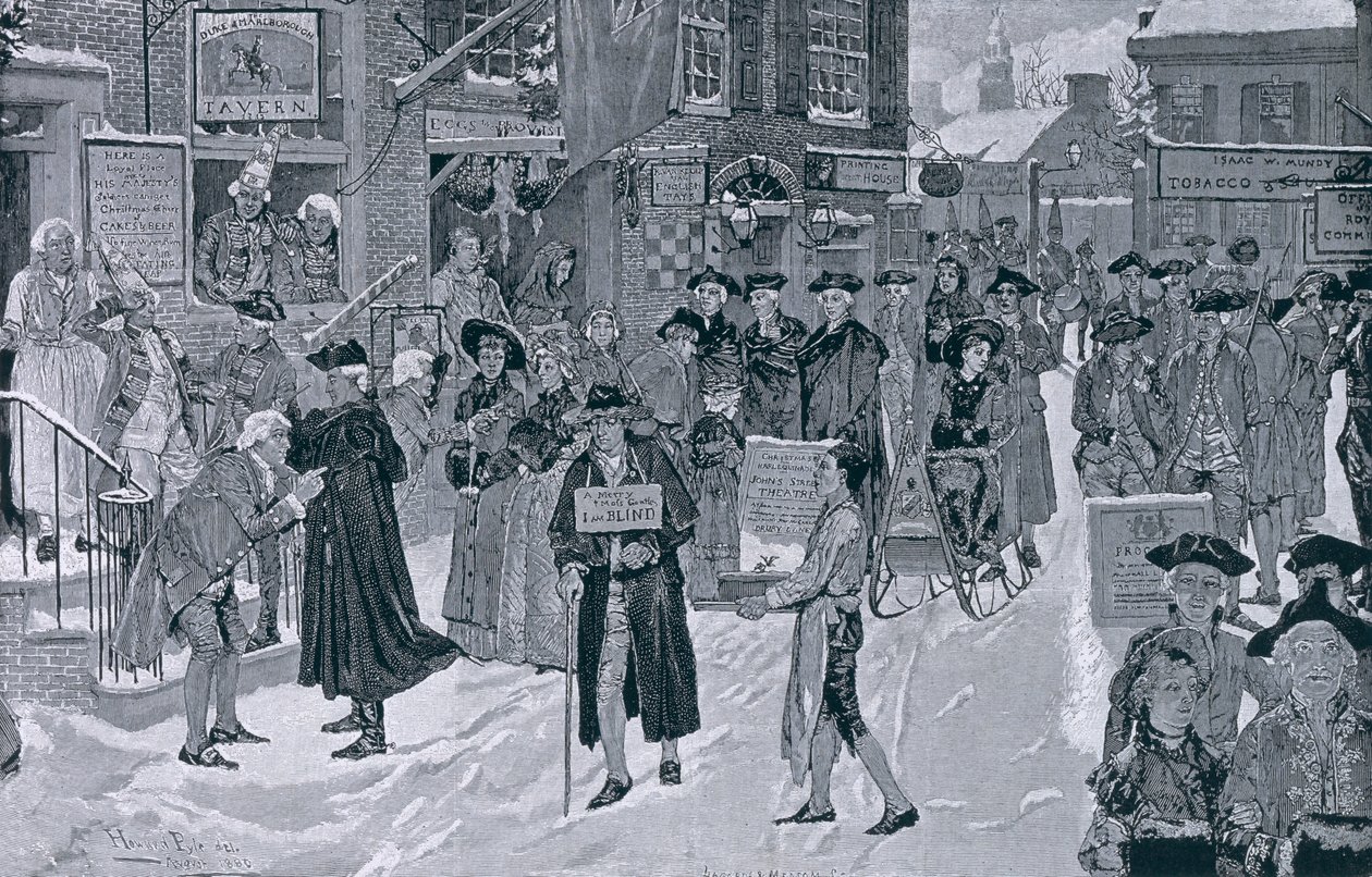 Kerstmorgen in het oude New York voor de revolutie, illustratie uit Harper