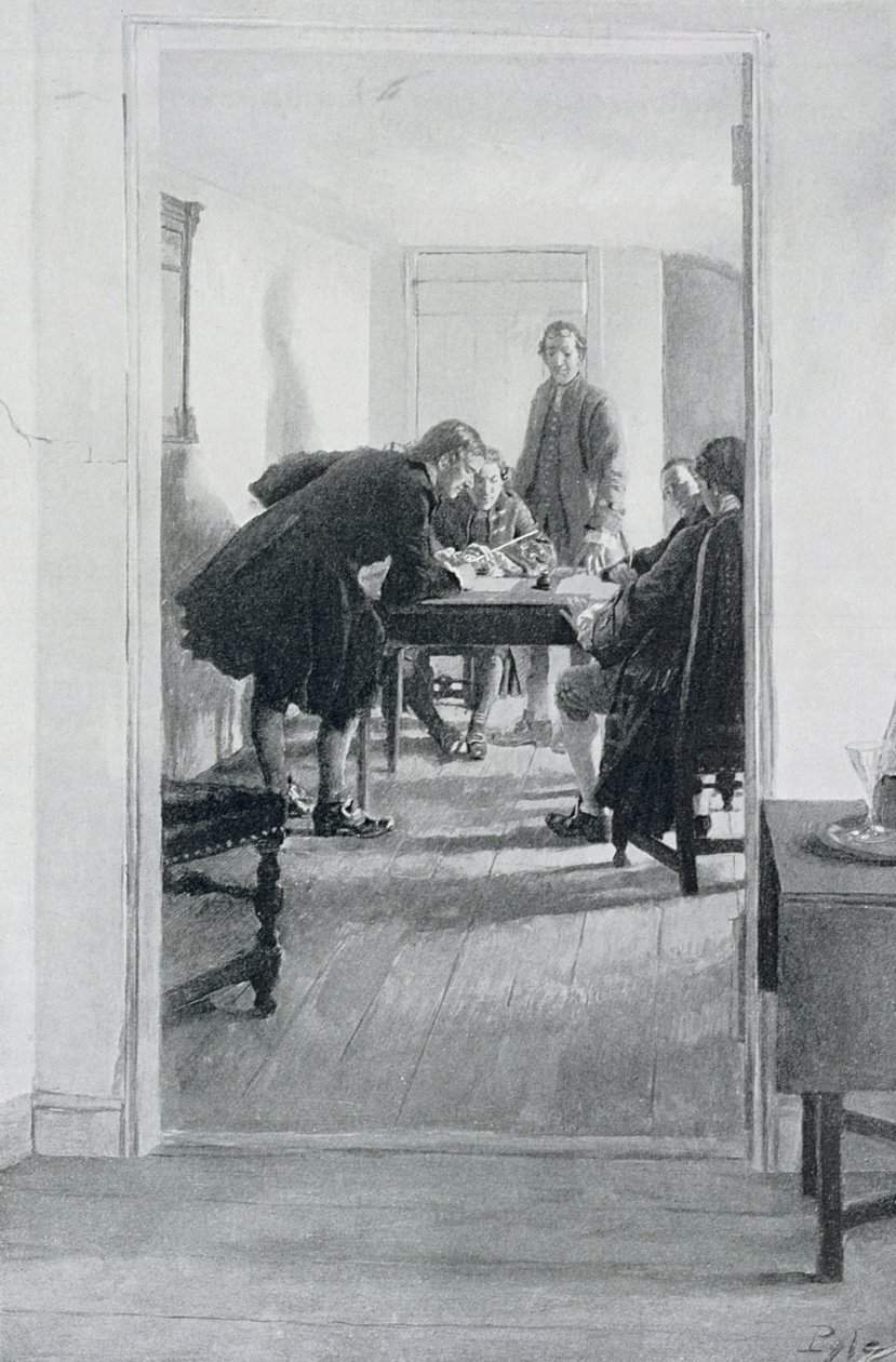 In de oude Raleigh Tavern, illustratie uit 
