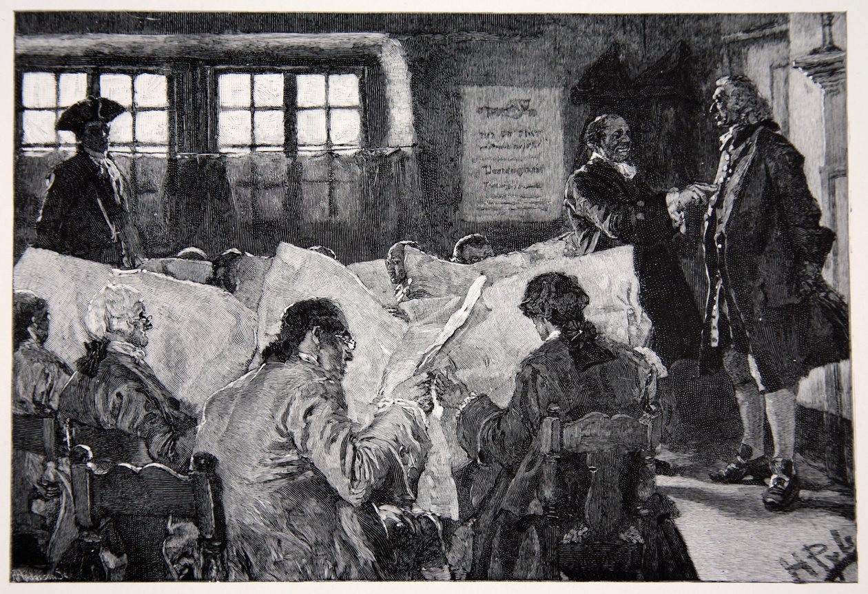In de leeszaal van een koffiehuis in New York door Howard Pyle