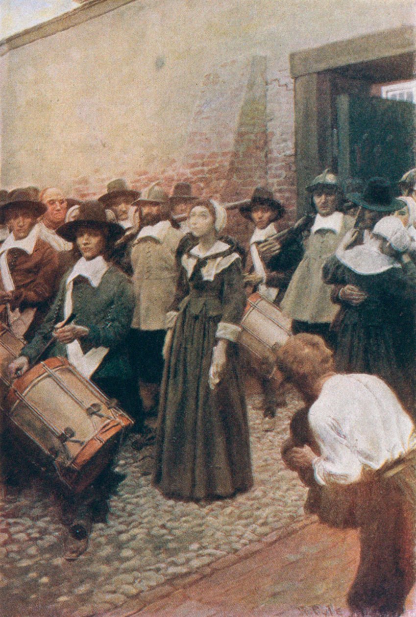 Mary Dyer op weg naar het schavot, illustratie uit 