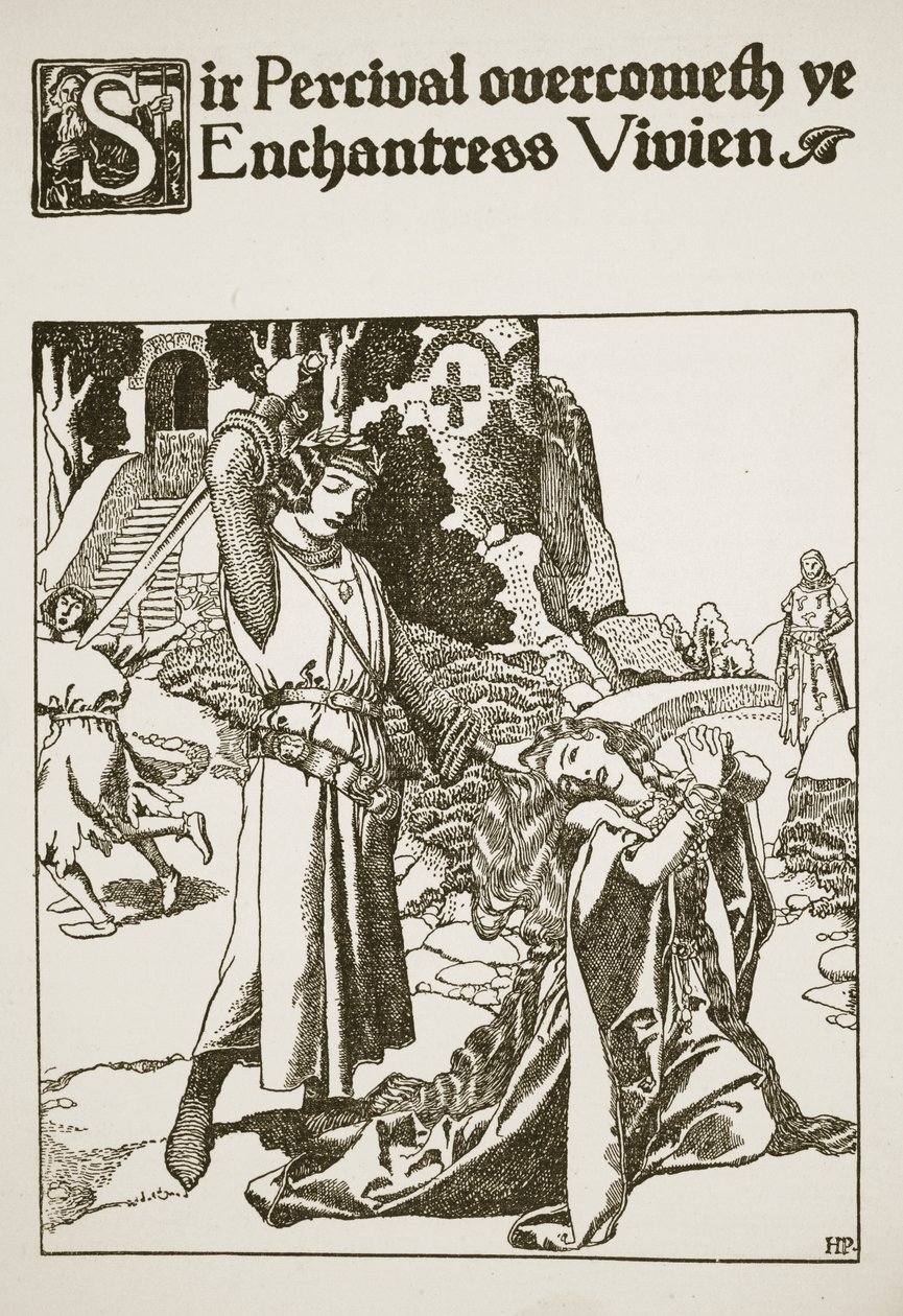 Sir Percival Overwint de Betoveraarster Vivien, illustratie uit 
