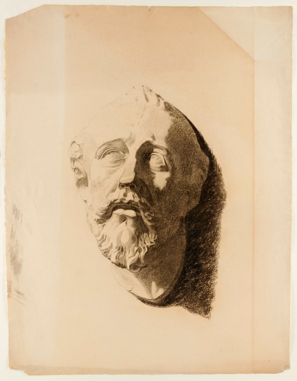 Tekening van afgietsel van mannelijk hoofd door Howard Russell Butler
