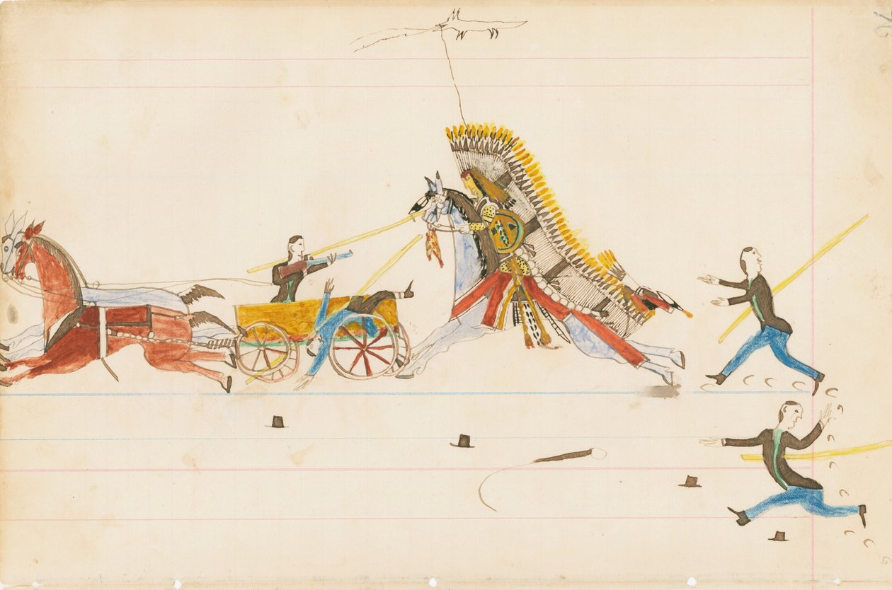 Howling Wolf die Soldaten Vechten, 1874-75 door Howling Wolf