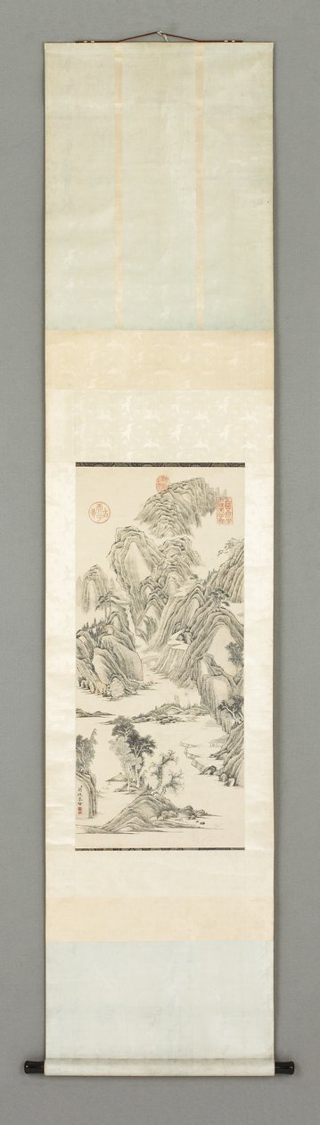 Landschap (inkt en kleur op papier) door Huai Guan