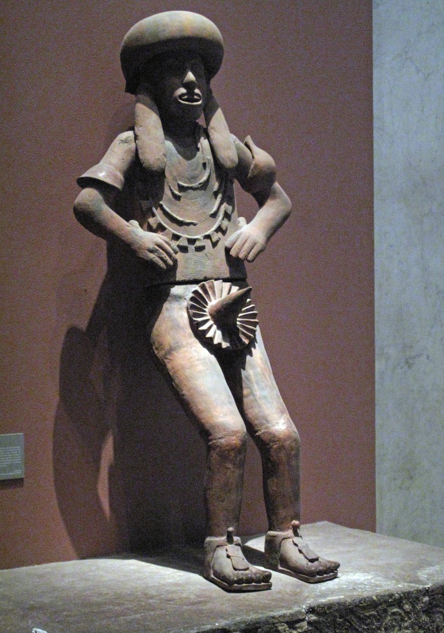 Beeld van een priester, Postklassieke periode, ca. 900-ca. 1521 (terracotta) door Huaxtec Huaxtec