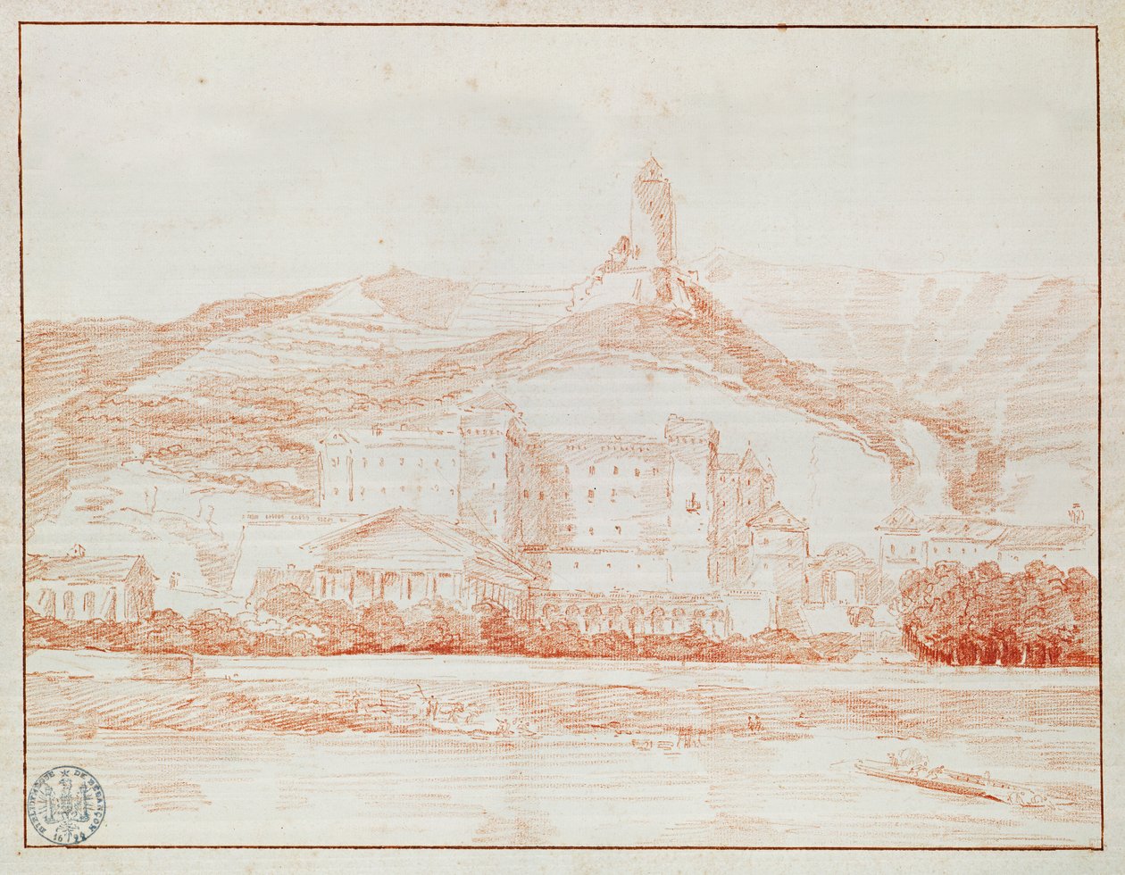 Kasteel van La Roche-Guyon door Hubert Robert
