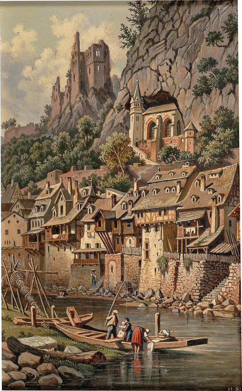 Uitzicht op de rotskerk en kasteelruïnes in Idar-Oberstein door Hubert Sattler
