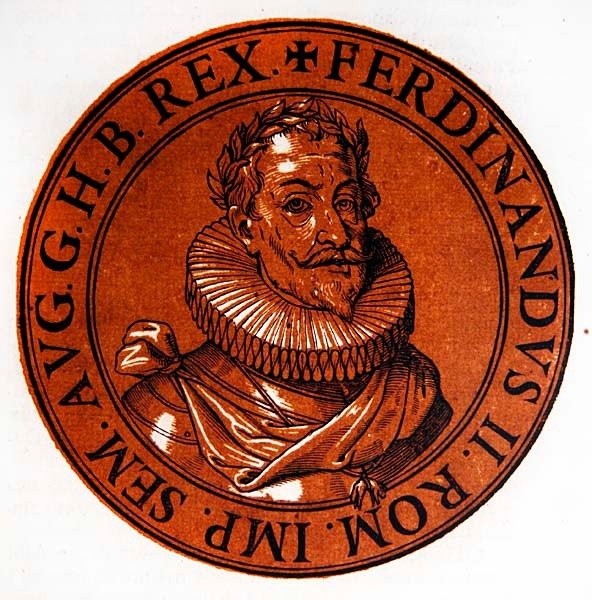 Medailleportret van Ferdinand II, Heilige Roomse Keizer door Hubert (after) Goltzius