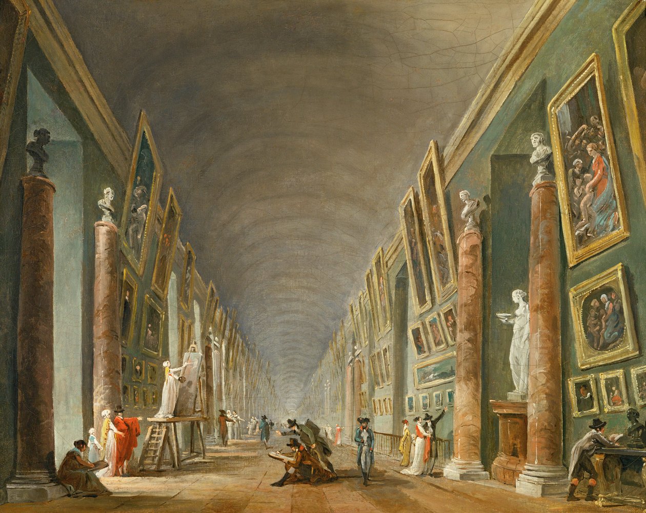 La Grande Galerie du Louvre entre 1801 et 1805 - De grote galerie van het Louvre tussen 1801 en 1805 ... door Hubert (circle of) Robert